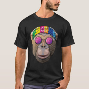 Hippie Chimpanzee Liebe Peace Sign 70er Hippie Chi T-Shirt