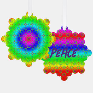 Hippie Christmas Peace Ihren Text hinzufügen Ornament Karte