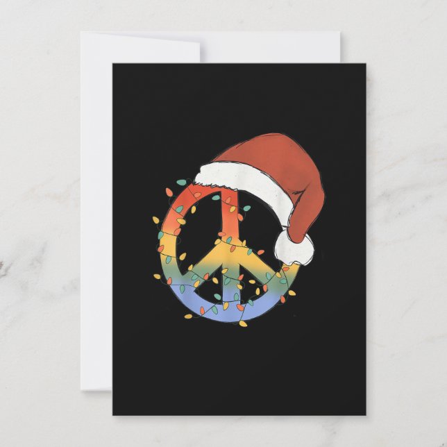 Hippie Christmas Peace Sign Happy Holidays Xmas Li Einladung (Vorderseite)