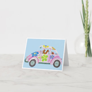Hippie-Dachshunde in ihrem Flower-Child-Liebesauto Einladung