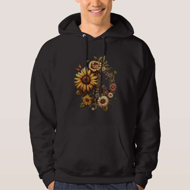 Hippie Daisy Peace Sign Retro Flower Sunflower   1 Hoodie (Vorderseite)