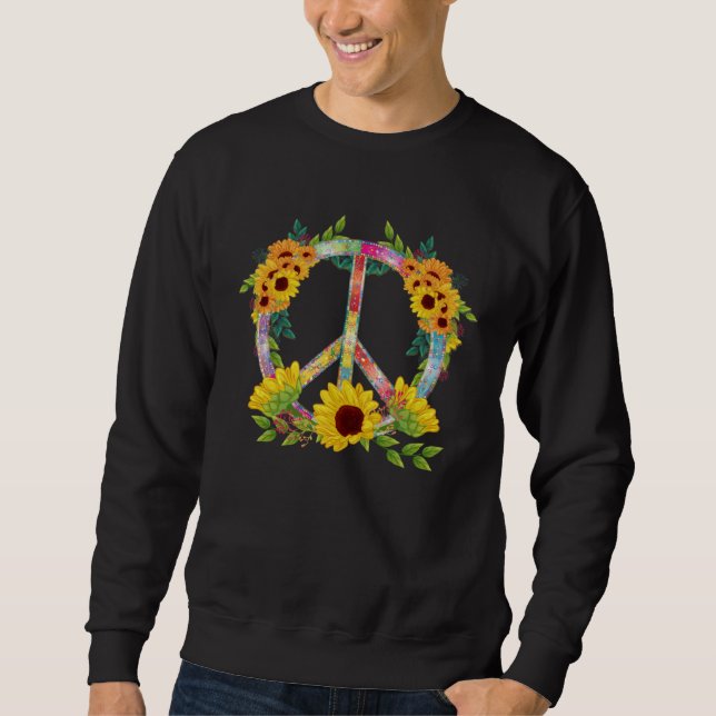 Hippie Daisy Peace Sign Sunflower Retro Flower Sweatshirt (Vorderseite)