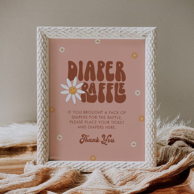 HIPPIE DAZE Groovy Diaper Raffle Sign Poster (Von Creator hochgeladen)