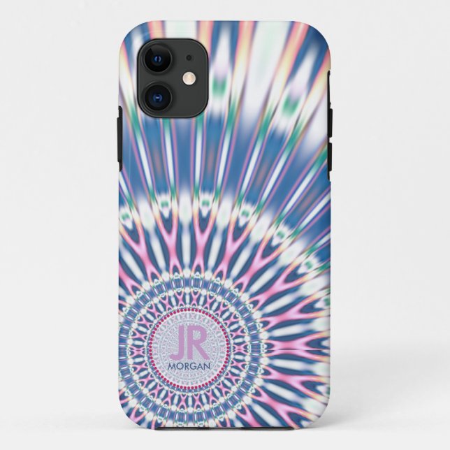 Hippie 'delica Funk Pink Blue Monogram Case-Mate iPhone Hülle (Rückseite)