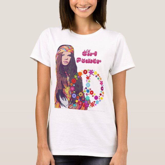 Hippie-Design von Girl-Power T-Shirt (Vorderseite)