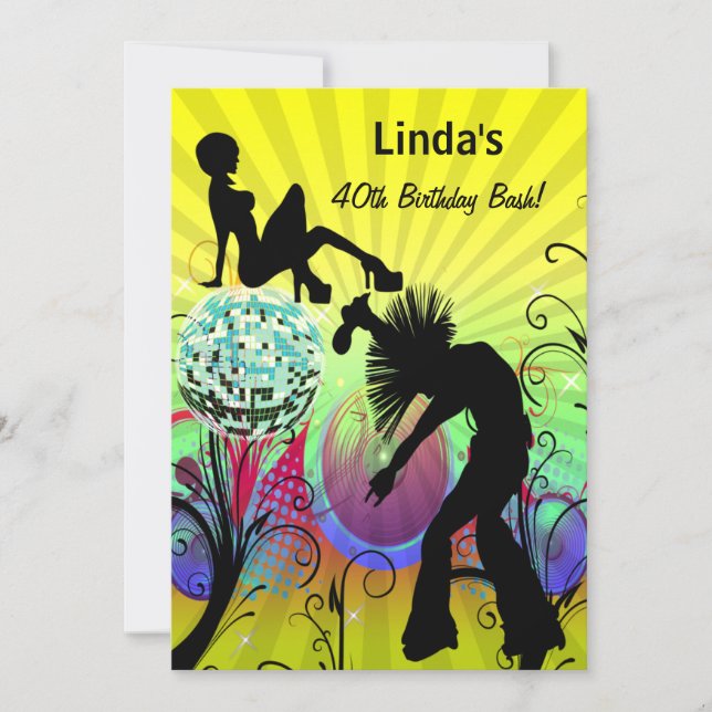 Hippie Disco Retro Party Einladung (Vorderseite)