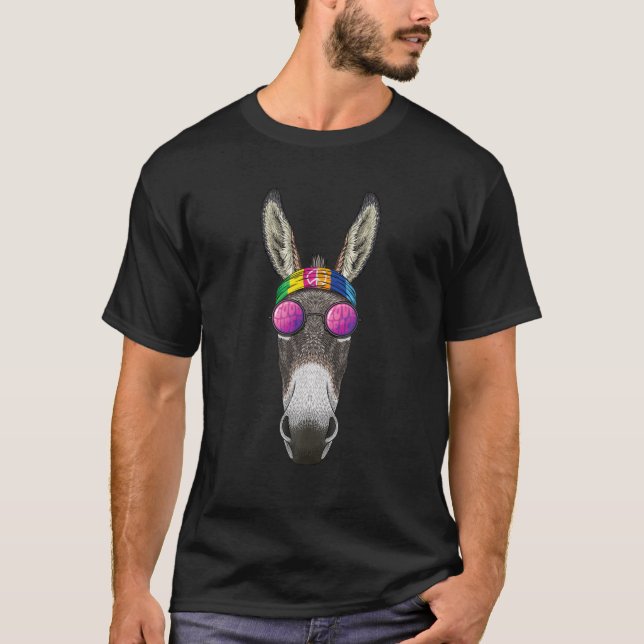 Hippie Donkey Liebe Peace Sign 70er Hippie Farm An T-Shirt (Vorderseite)
