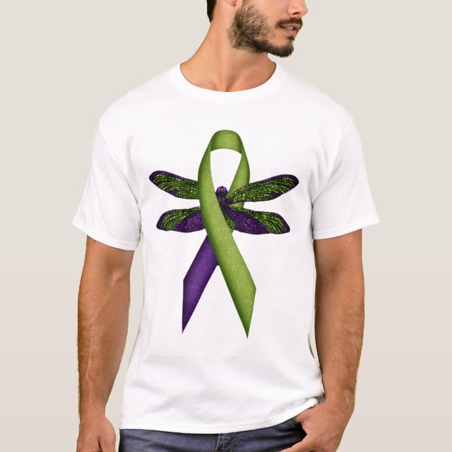 Hippie Dragonfly Green Ribbon Cerebral Palsy Aware T-Shirt (Vorderseite)
