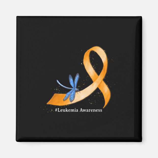 Hippie Dragonfly Orange Ribbon Leukemia Bewusstsei Magnet (Vorne)