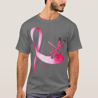 Hippie Dragonfly Pink Ribbon Brustkrebs Awarene T-Shirt