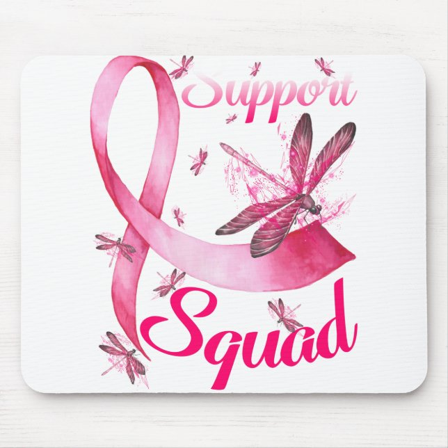 Hippie Dragonfly Pink Ribbon Brustkrebs Mousepad (Vorne)