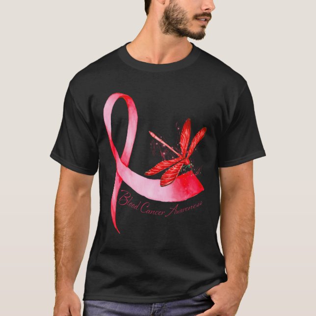 Hippie Dragonfly Red Ribbon Blood Cancer Awareness T-Shirt (Vorderseite)