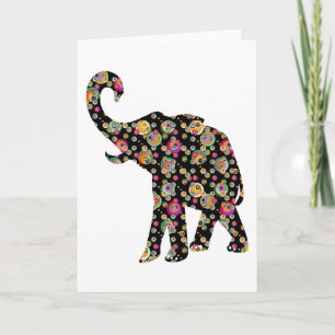 Hippie Elephant Grußkarte Karte