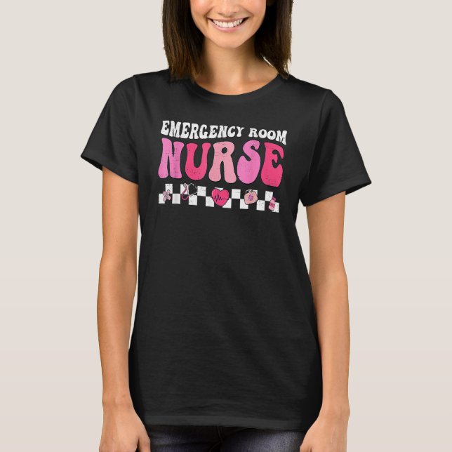 Hippie Emergency Room Nurse Funny Valentines Day T T-Shirt (Vorderseite)