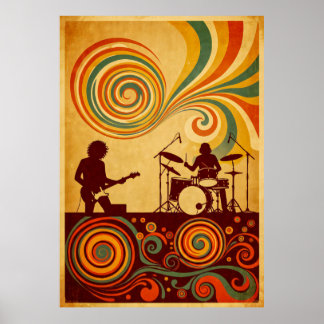 Hippie Era 70er Psychedelic Festival Poster - Retr