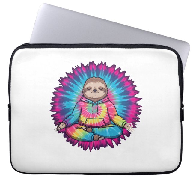 Hippie-Faultier-Friedenszeichen-Tie-Dy Laptopschutzhülle (Vorderseite)