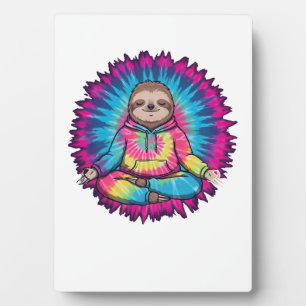 Hippie Faultier Friedenszeichen Tie-Dye Fotoplatte