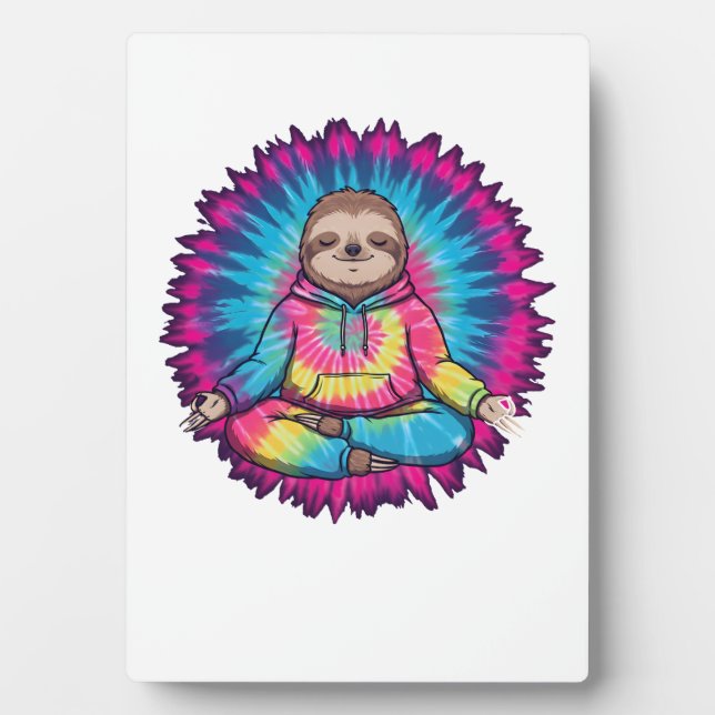 Hippie Faultier Friedenszeichen Tie-Dye Fotoplatte (Vorderseite)