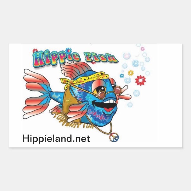 Hippie Fish Rechteckiger Aufkleber (Vorderseite)