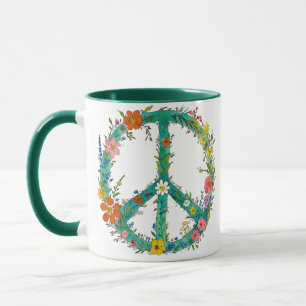 Hippie Floral Peace Sign Tasse