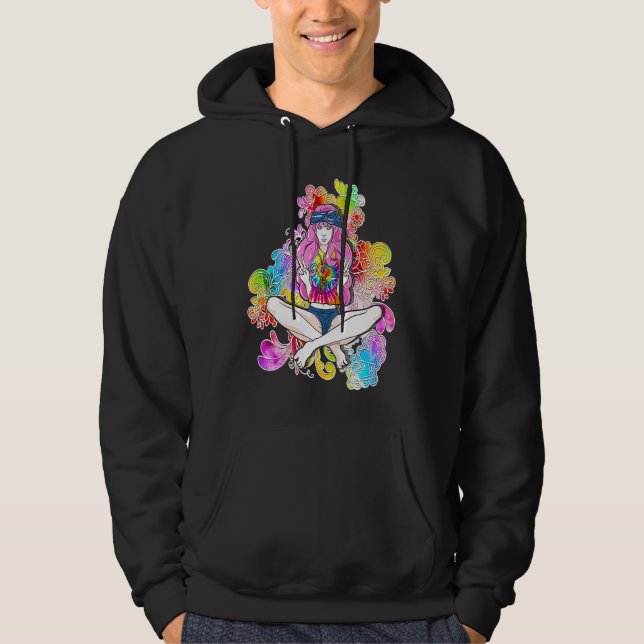 Hippie Flower Power Child Peace Girl T Party Festi Hoodie (Vorderseite)