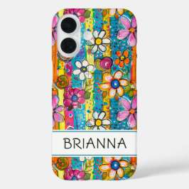 Hippie Flower Power Personalized iPhone 16 Hülle