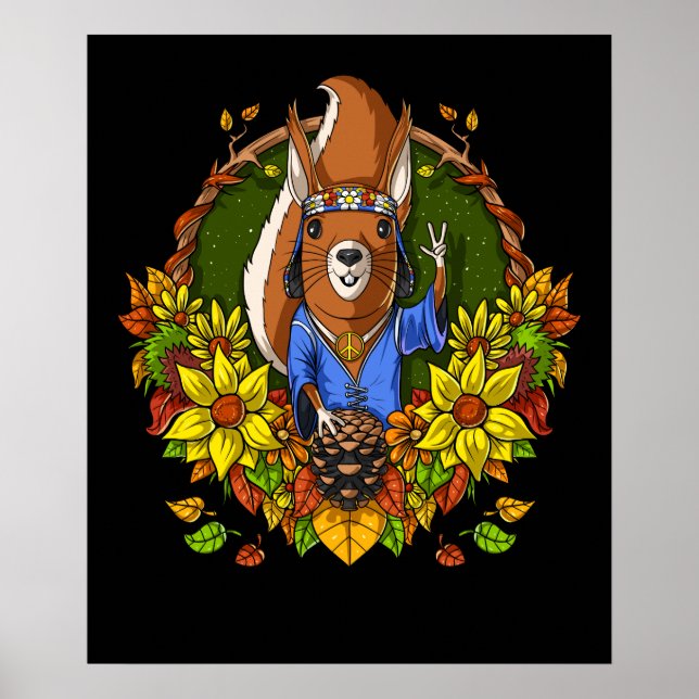 Hippie Forest Squirrel Poster (Vorne)