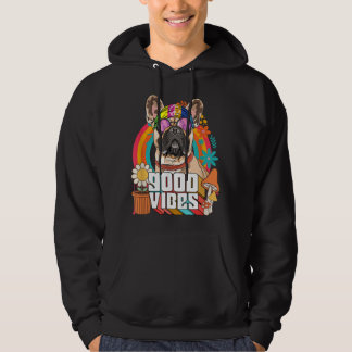 Hippie French Bulldog Dog Retro 60er 70er Groovy Hoodie