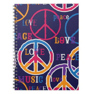 Hippie-Frieden: Lebendiges Symboldesign. Notizblock