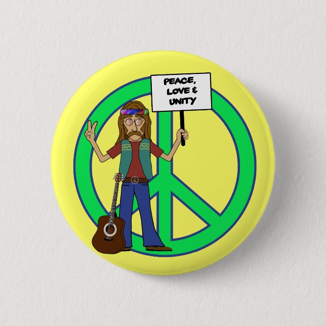 Hippie-FriedensLiebe und -einheit Button (Vorderseite)