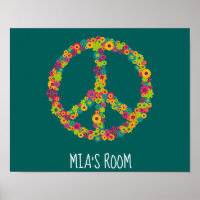Hippie-Friedenszeichen-Blume Mädchen Zimmer