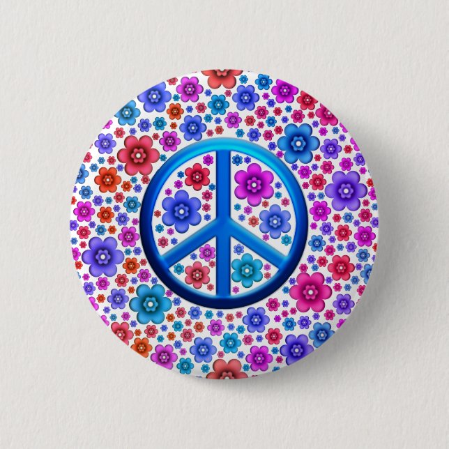 Hippie-Friedenszeichen Button (Vorderseite)