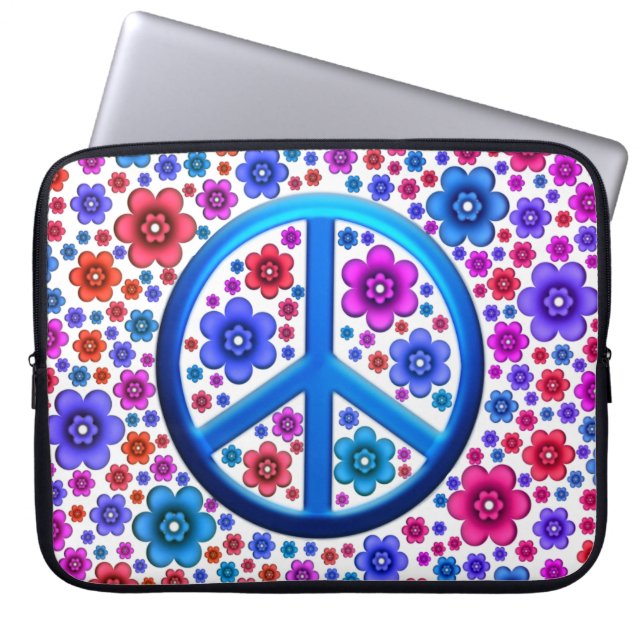 Hippie-Friedenszeichen Laptopschutzhülle (Vorderseite)