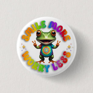 Hippie Frog Happy Positive Vibes Niedlich und farb Button