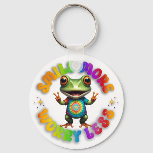 Hippie Frog Happy Positive Vibes Niedlich und farb Schlüsselanhänger