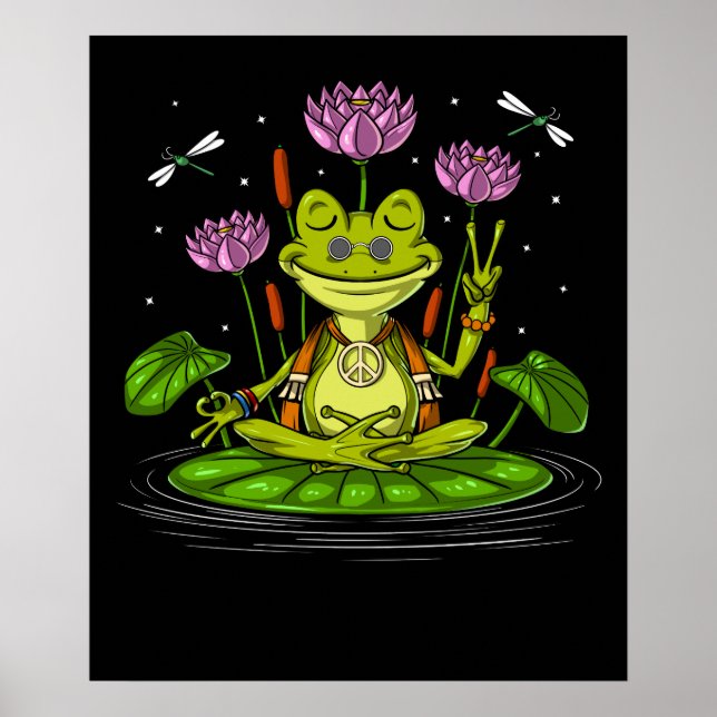 Hippie Frog Meditation Poster (Vorne)