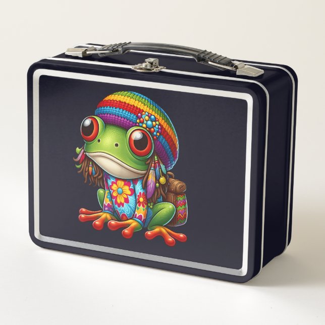 Hippie Frog Metall Brotdose (Vorderseite)