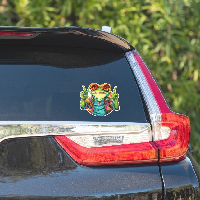 Hippie Frog Peace Sign Sticker (Auto Seite)