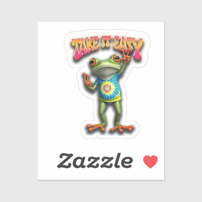 Hippie Frog Take it Easy Fun Colorful  Aufkleber (Blatt)