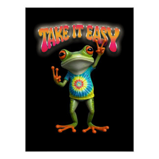 Hippie-Frosch Nimm's Leicht Spaßige Farben  Poster