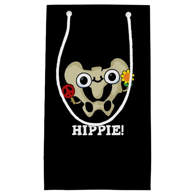Hippie Funny Angesagt Bone Pun Dark BG Kleine Geschenktüte (Vorderseite)