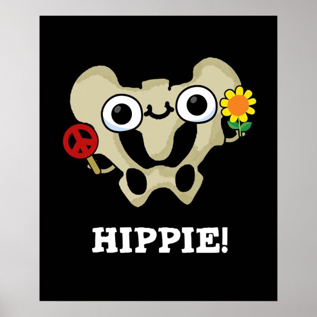 Hippie Funny Angesagt Bone Pun Dark BG Poster (Vorne)