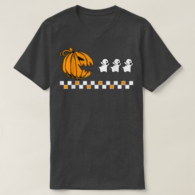 Hippie Funny Halloween Pumpkin Eating Ghost Men Wo T-Shirt (Design vorne)