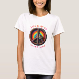 Hippie Gefärbte Krawatte Cat Lovers Peace - Zeiche T-Shirt