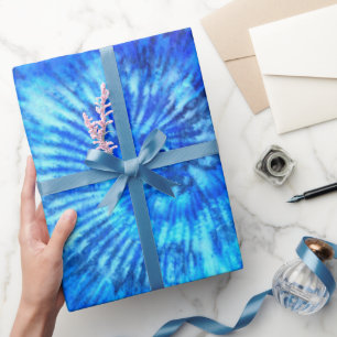 Hippie Gefärbte Krawatte Muster Watercolor Blau M Geschenkpapier