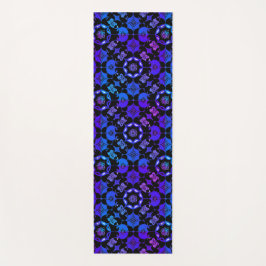 Hippie Gemustert Retro Bohemisch Blue Lila Black Yogamatte