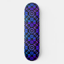 Hippie Gemustert Retro Geometric Blue Lila Black