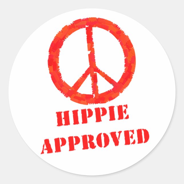 Hippie genehmigt runder aufkleber (Vorderseite)