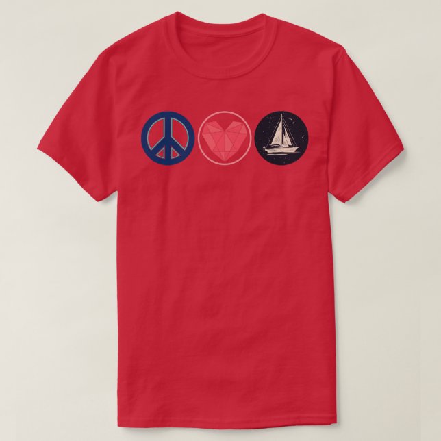 Hippie Gift Peace Sign Sailing T-Shirt (Design vorne)