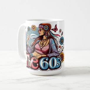 Hippie Girl Cick Peace signiert Finger Kunst Kaffeetasse